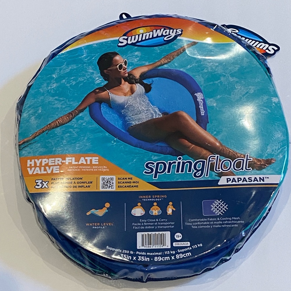 Swimways Swim Ways Papasan Spring Float Pool Lounger with Hyper-Flate Valve NWT